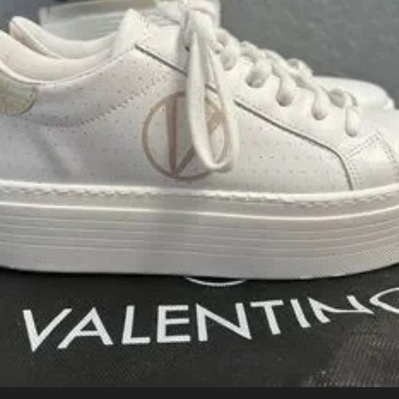 Valentino Shoes - Valentino Women's Cream Logo Sneakers